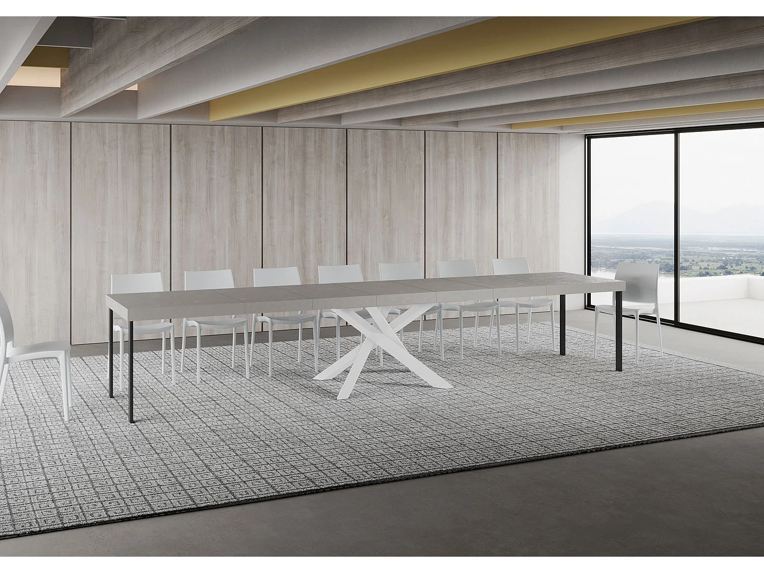 Tavolo allungabile 160/420x90 cm Volantis Premium cashmere gambe bianche