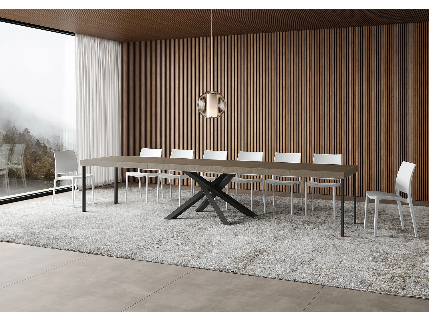 Tavolo allungabile 120/380x90 cm Volantis Premium tortora gambe antracite