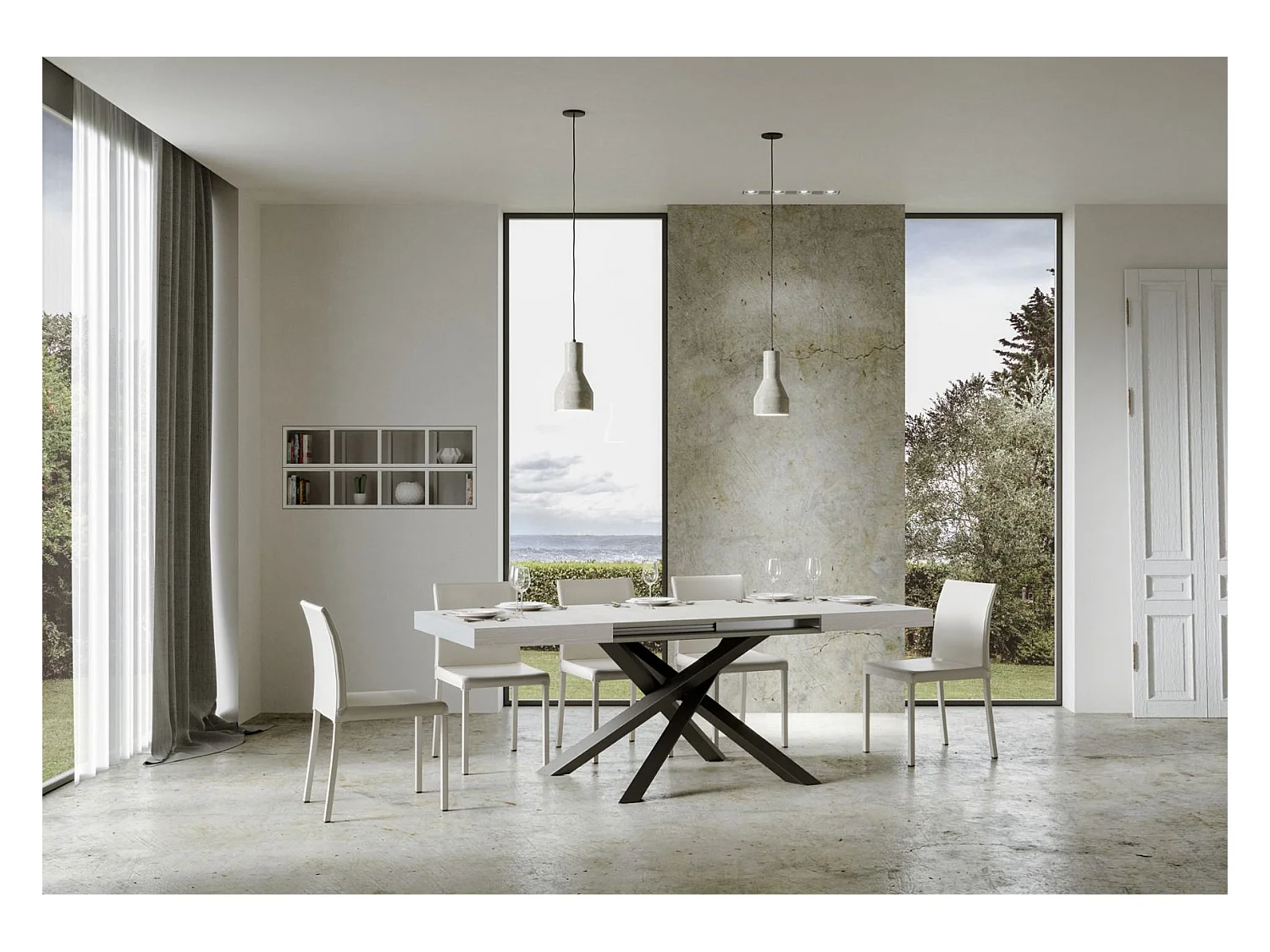 Volantis uitschuifbare tafel 120/380x90 cm wit essen antraciet poten