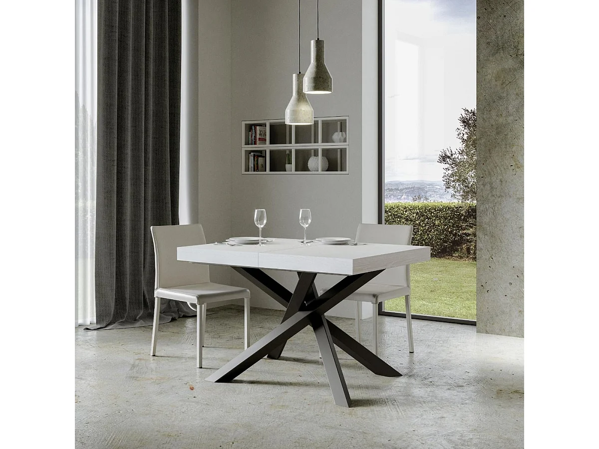 Volantis udtræksbord 120/380x90 cm hvid ask antracit ben