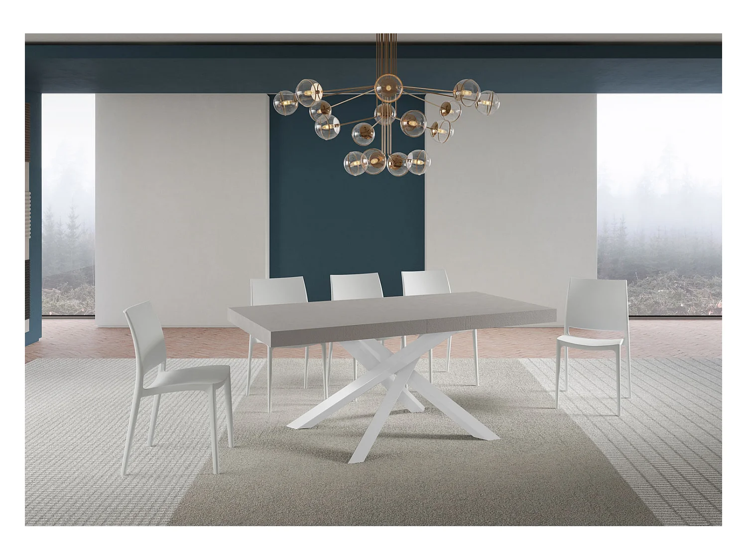 Stół rozkładany 180/440x90 cm Volantis Premium kaszmir białe nogi