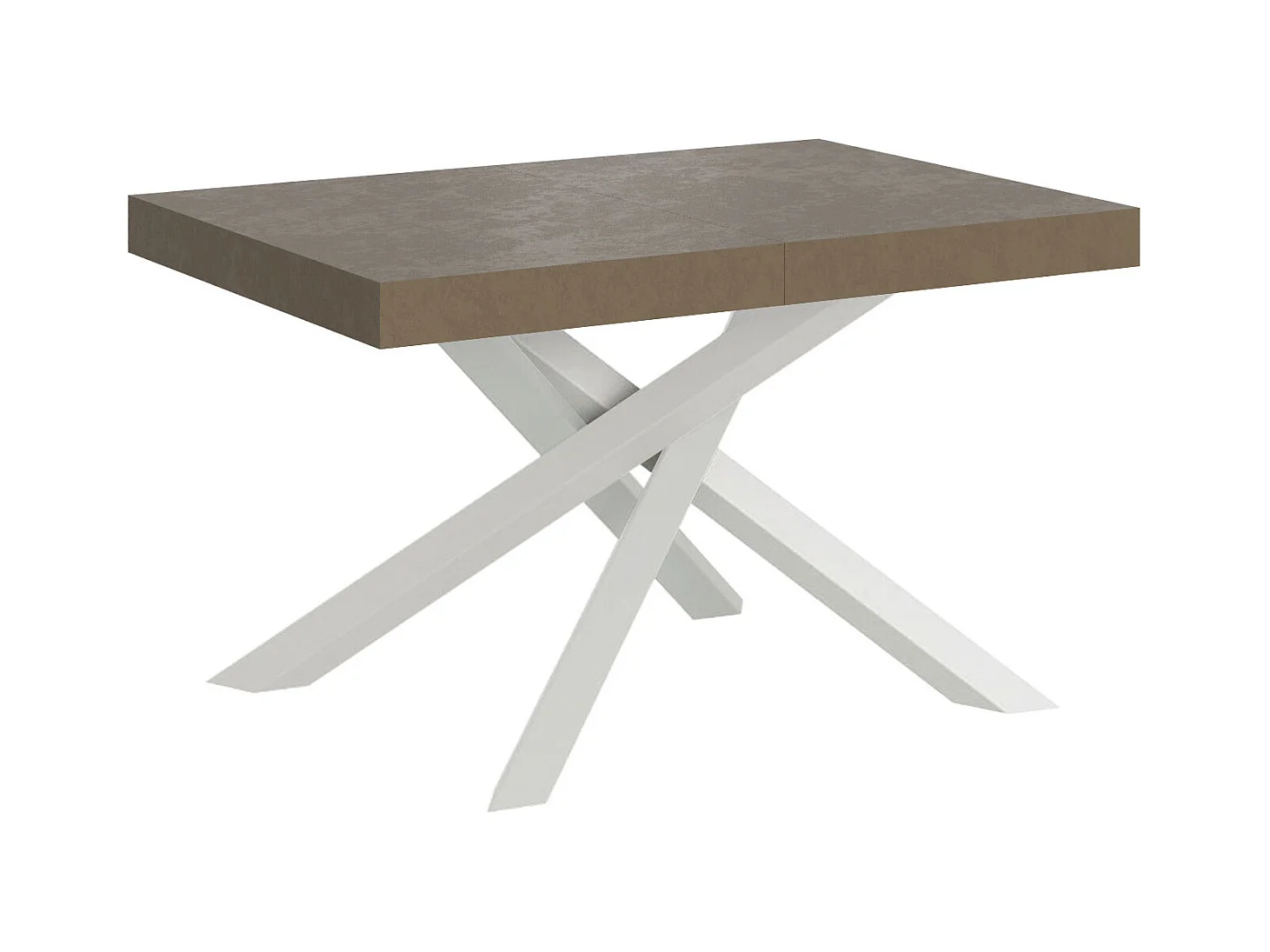 Mesa extensible Volantis gris paloma 140/244x90 cm con patas blancas