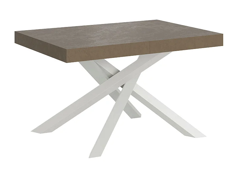Table extensible Volantis gris tourterelle 140/244x90 cm avec pieds blancs