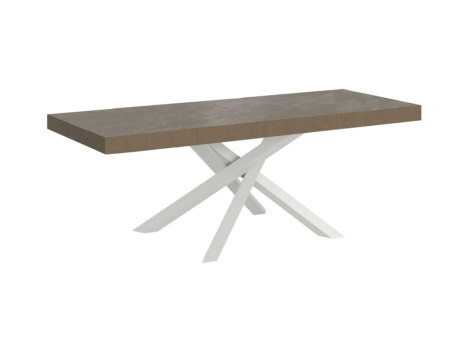 Table extensible Volantis Premium gris tourterelle 200/460x90 cm avec pieds blancs
