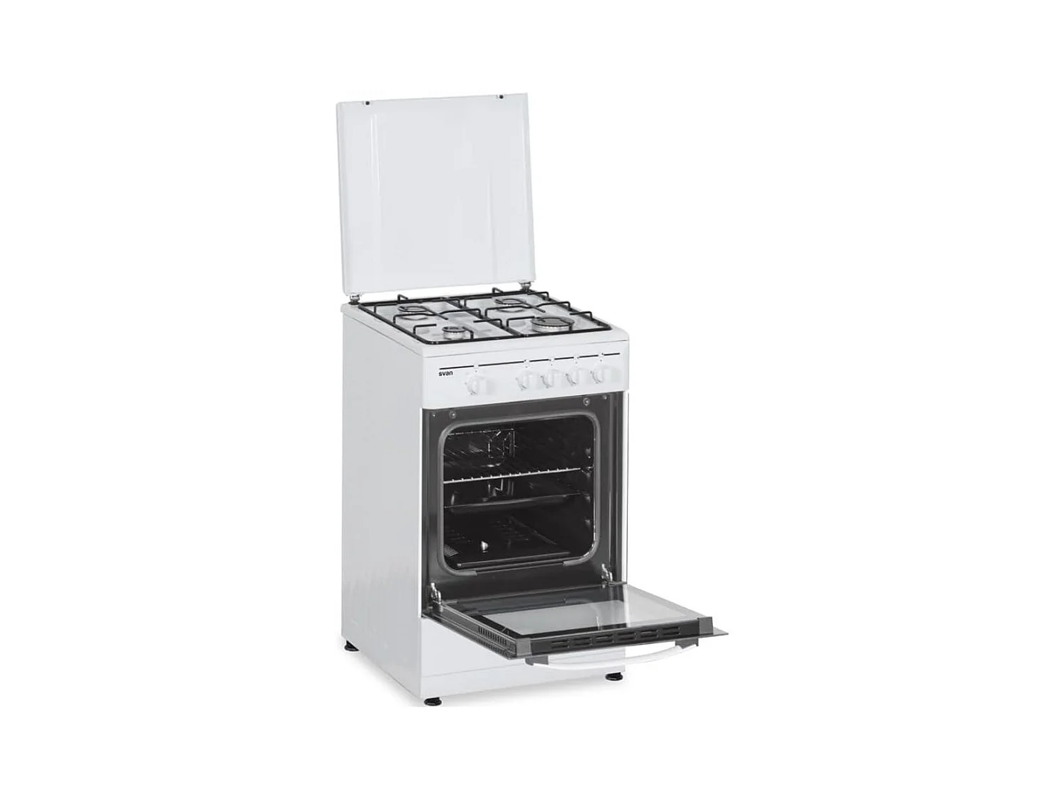 Cocina de gas con horno Svan SKKG4500TM 4 zonas 55L con tapa blanco 50 cm