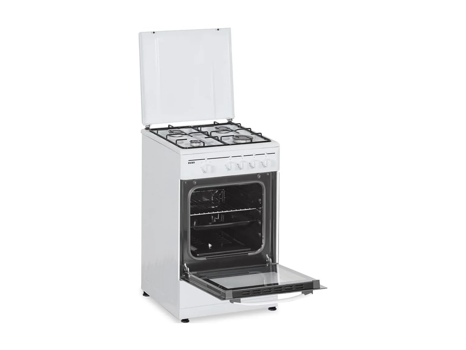 Cocina de gas con horno Svan SKKG4500TM 4 zonas 55L con tapa blanco 50 cm