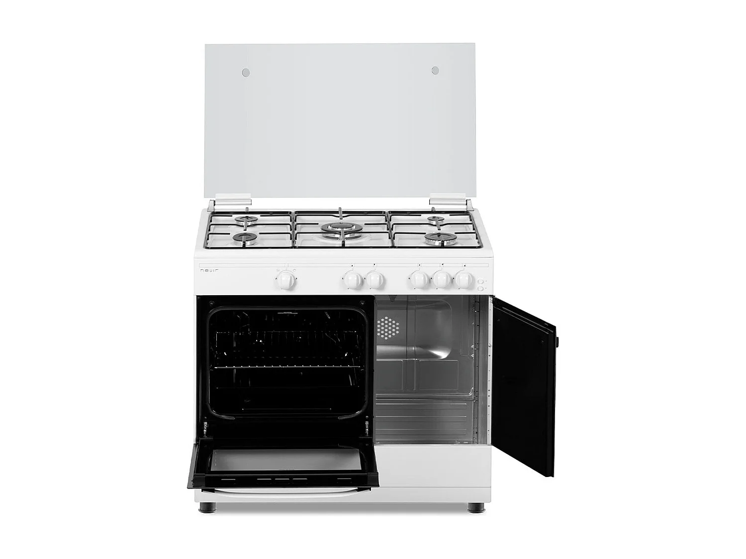 Cocina de gas con horno Nevir NVR-CB5PH 13250W 60L con tapa blanco 85 cm