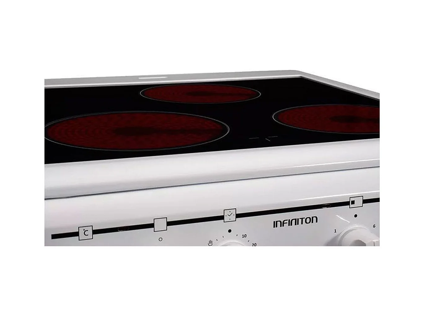 Cocina eléctrica CC-V350G Infiniton vitrocerámica+horno eléctrico 48L blanco/negro 85,5x50x56,5 cm