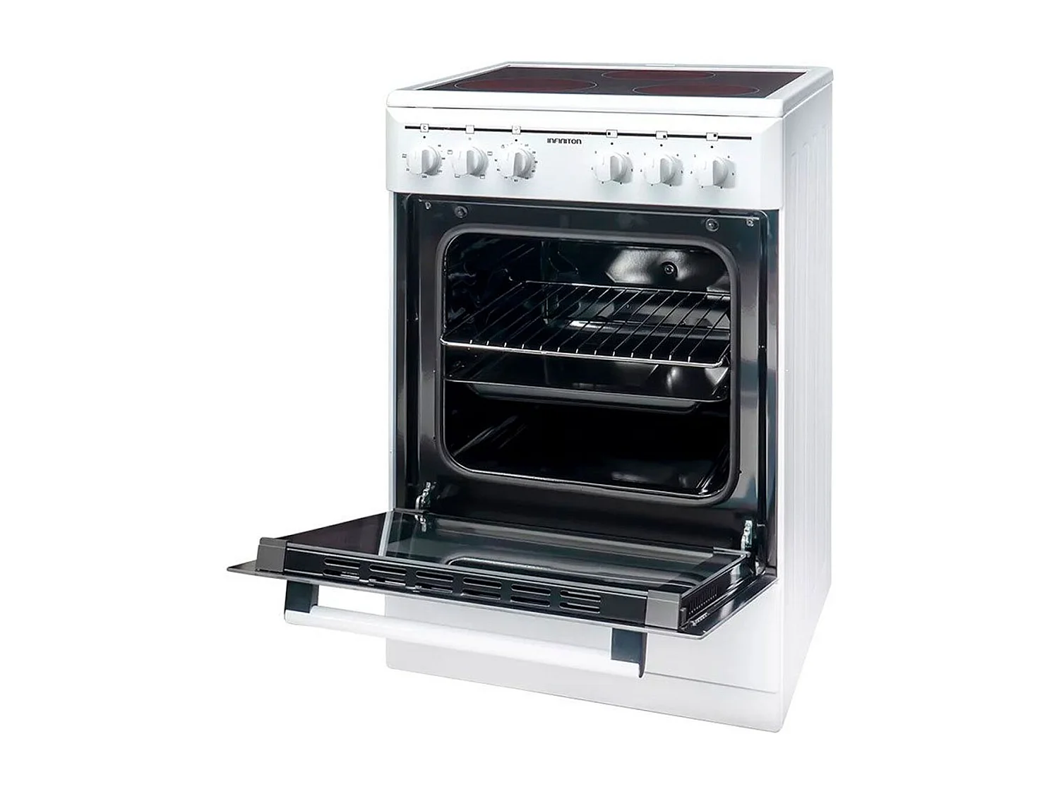 Cocina eléctrica CC-V350G Infiniton vitrocerámica+horno eléctrico 48L blanco/negro 85,5x50x56,5 cm