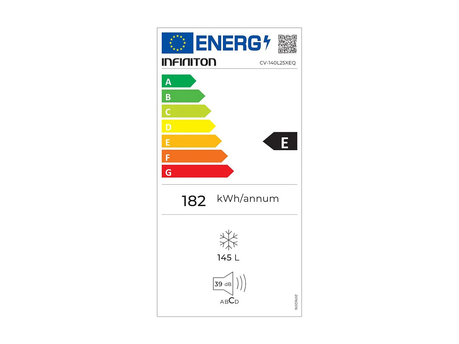Congelador vertical Infiniton CV-140L25XEQ Defrost 145L E inox 125,9 cm