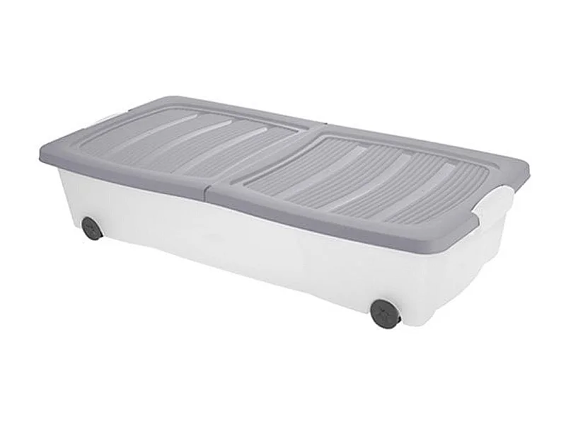 Caja multiusos con ruedas gris 80 x 40 cm