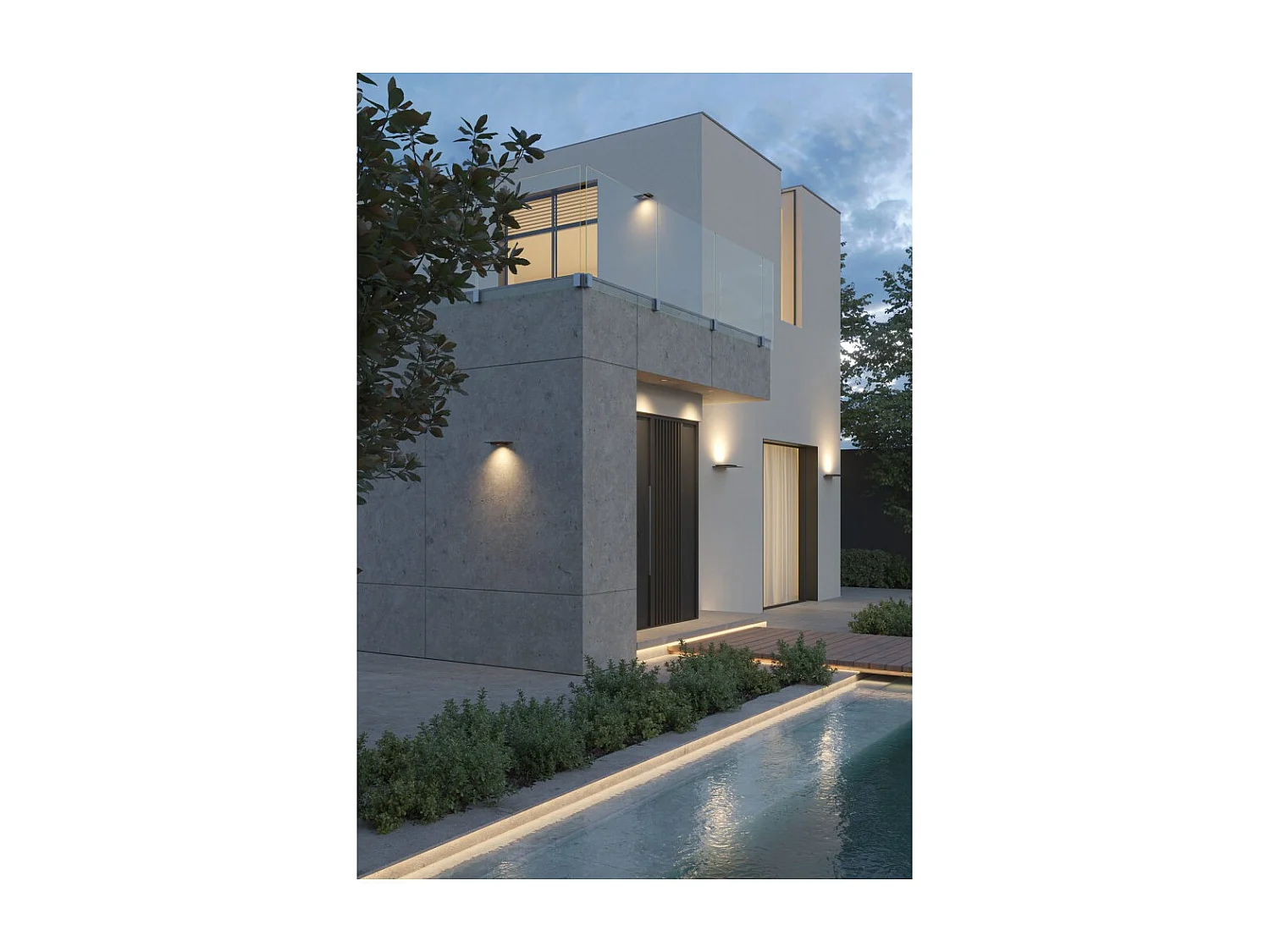 Applique murale LED Pla XL Blanc 35 W avec interrupteur CCT, 2700 K/3200 K/4000 K, aluminium, éclairage vers le haut - Beneito & Faure