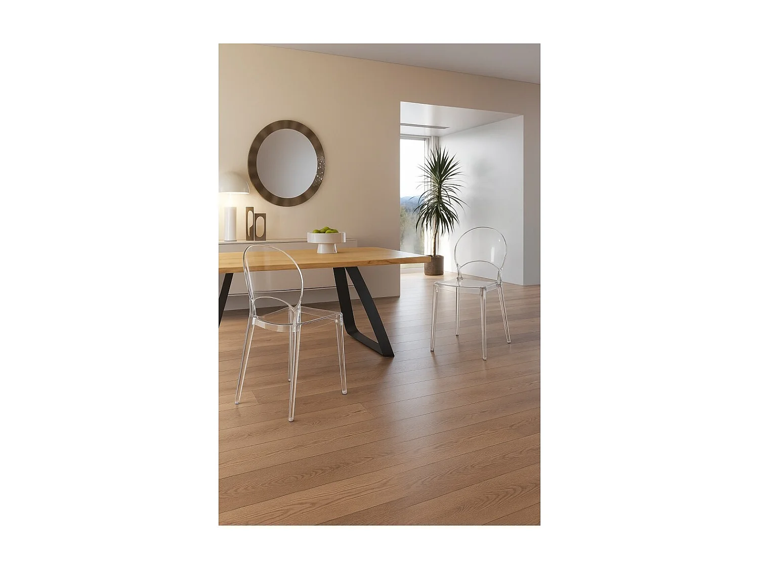 Pearl - Polycarbonat-Stuhl für Wohnzimmer und Esszimmer - Transparente Monocoque-Struktur Steine