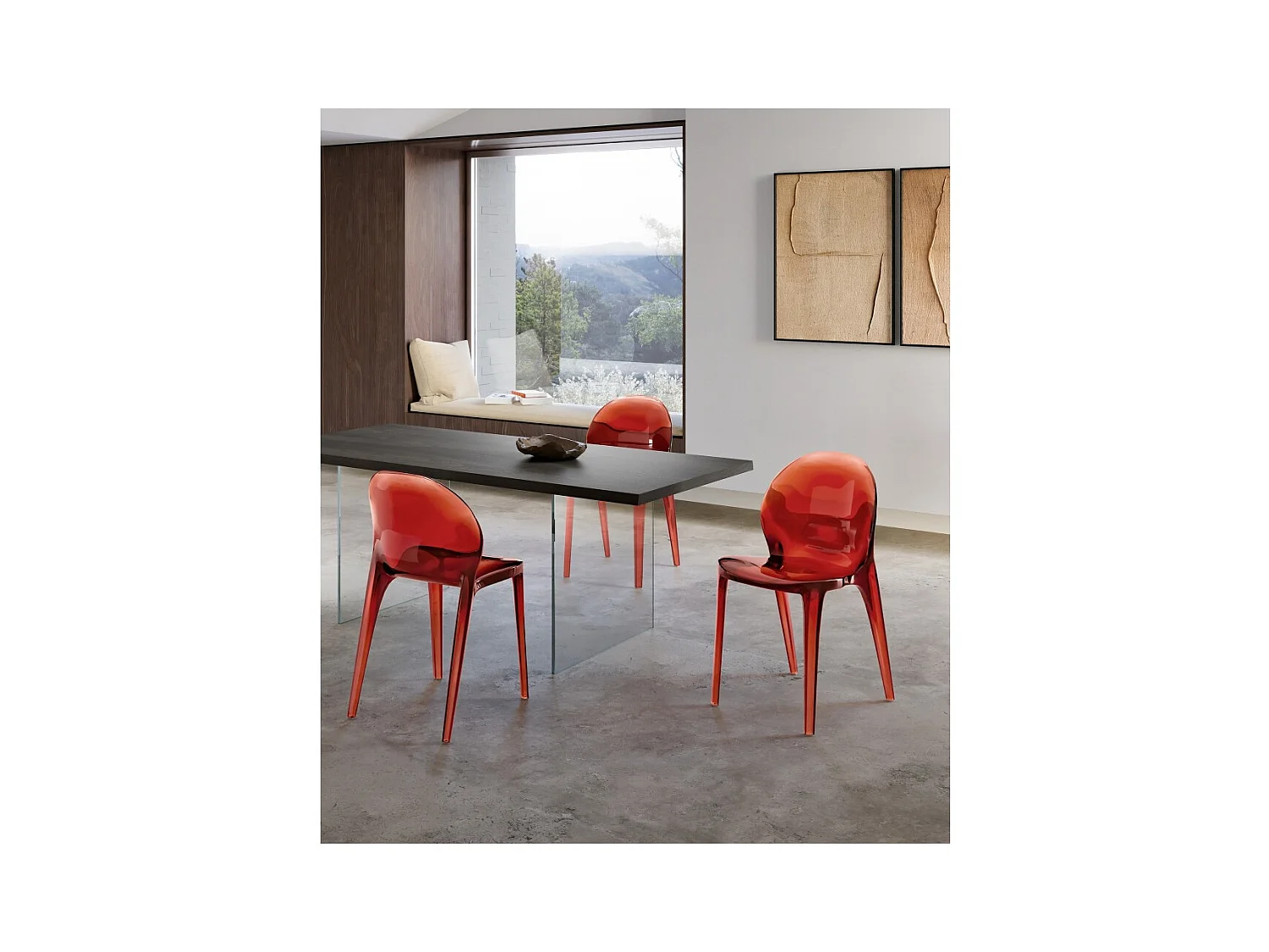 Ruby - Polycarbonat-Stuhl für Wohnzimmer und Esszimmer - Monocoque-Struktur Rossa Stones