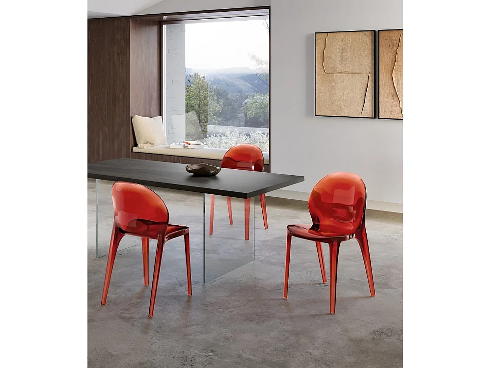 Ruby - Chaise en polycarbonate pour salon et salle à manger - Structure monocoque Rossa Stones