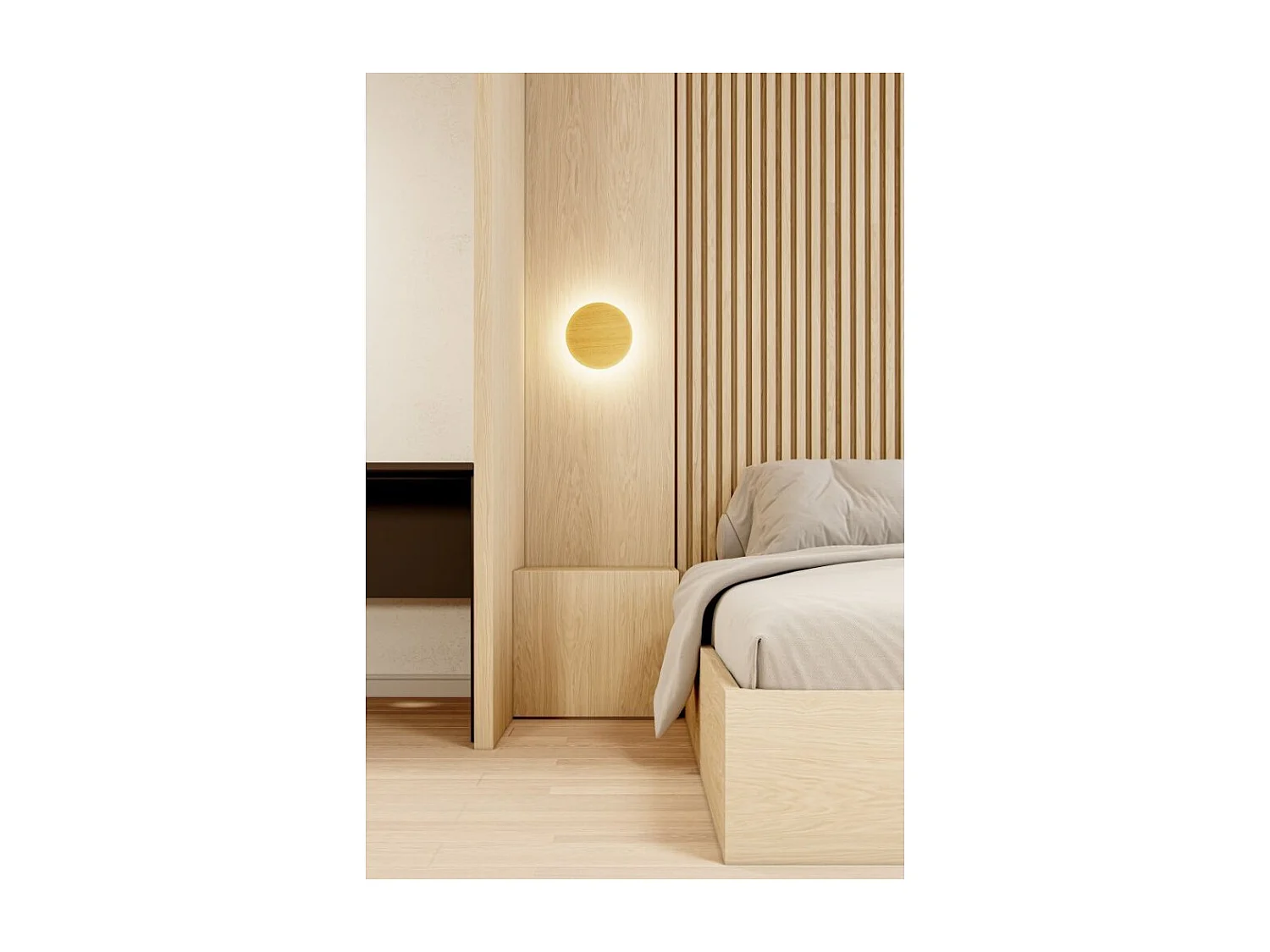 Mac Mini Wall Wood - 6W lampa ścienna LED z przełącznikiem CCT 2700K/3200K/4000K w kolorze aluminium, lampa ścienna 360 stopni - Beneito & Faure