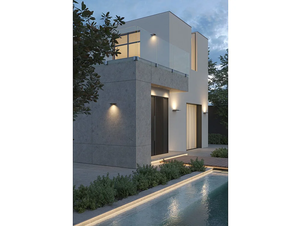 Pla Bianca - Applique murale LED 35 W avec interrupteur CCT, 2700 K/3200 K/4000 K, aluminium, éclairage vers le haut - Beneito & Faure