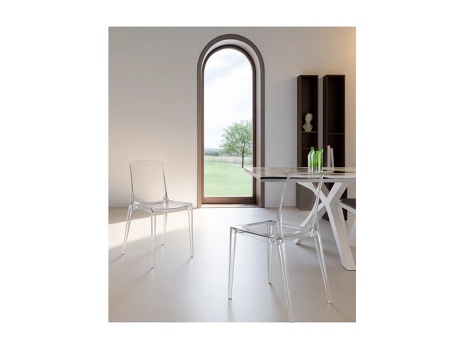 Agatha - Polycarbonat-Stuhl für Wohn- und Esszimmer - Transparent Stones Monocoque-Struktur