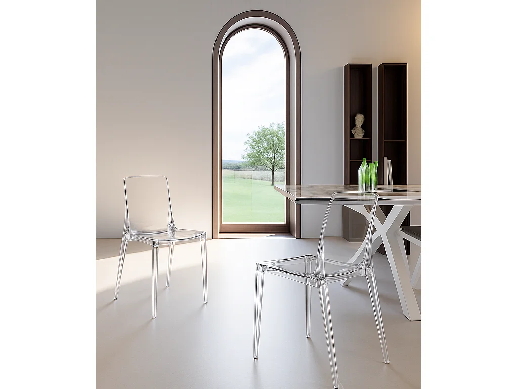 Agatha - Polycarbonat-Stuhl für Wohn- und Esszimmer - Transparent Stones Monocoque-Struktur