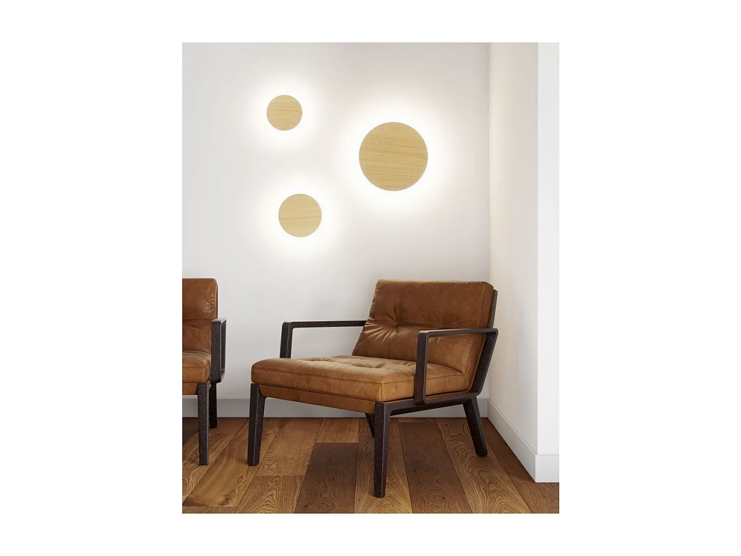 Mac Wall Legno - 15W lampa ścienna LED z przełącznikiem CCT 2700K/3200K/4000K w kolorze aluminium, 360-stopniowa lampa ścienna - Beneito & Faure