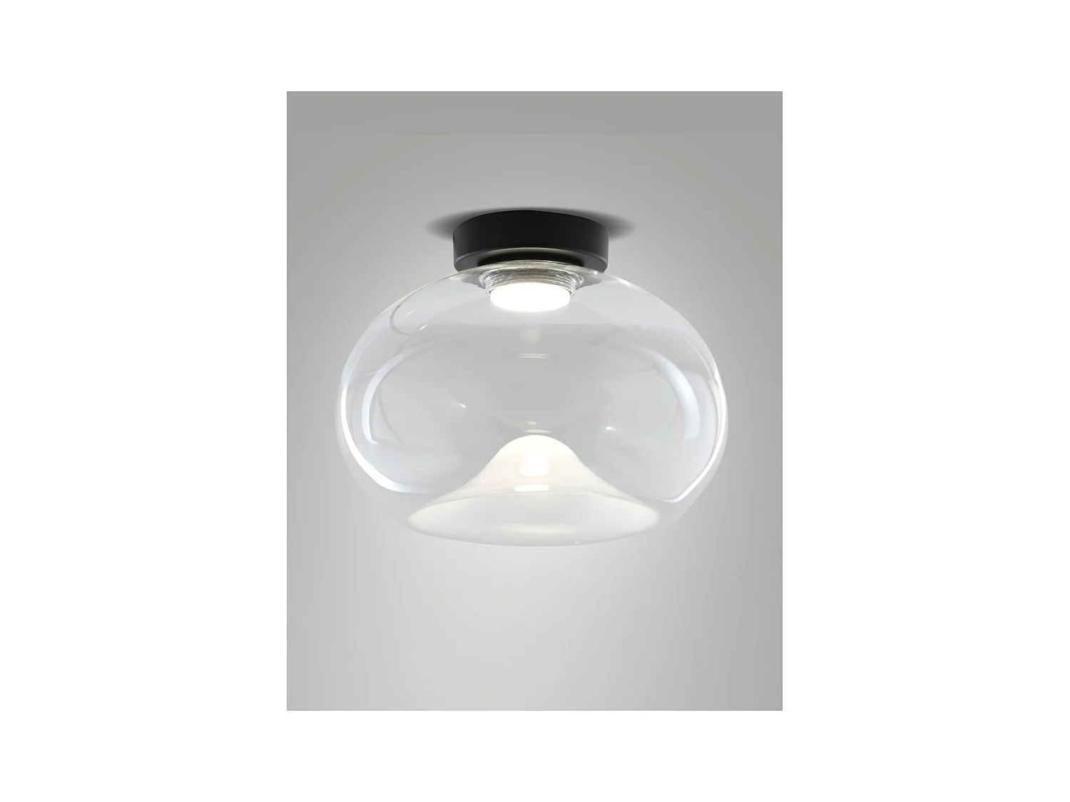 Brena - Runde Deckenleuchte mit integrierter LED Fabas Luce - 19W dimmbare LED-Wandleuchte - Transparent konkav