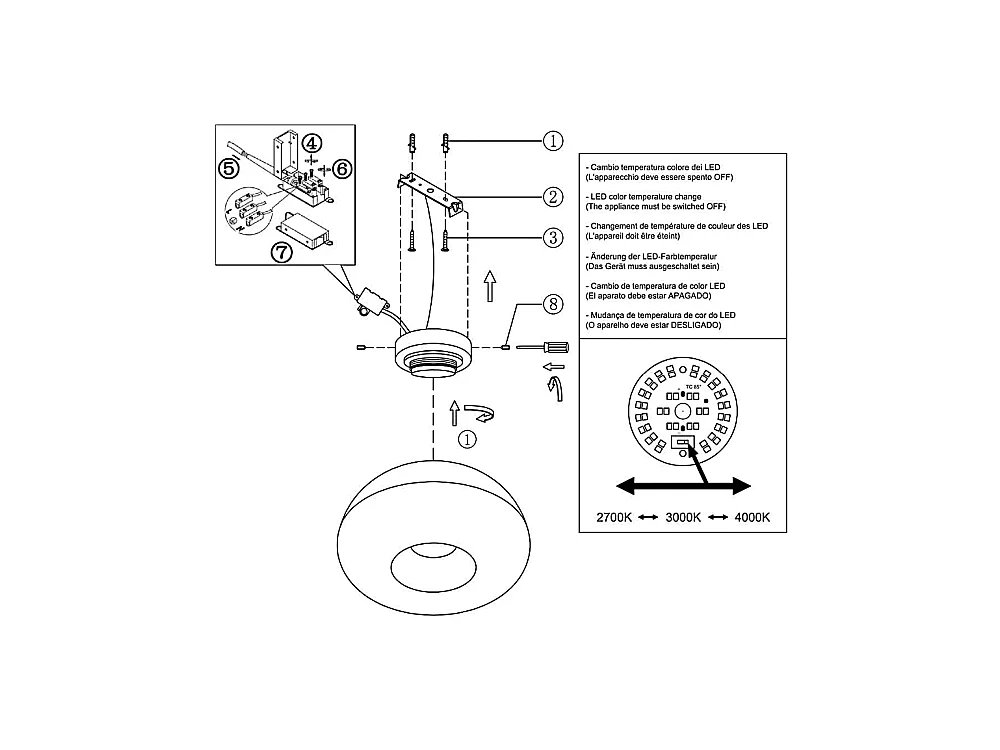 Brena - Runde Deckenleuchte mit integrierter LED Fabas Luce - 19W dimmbare LED-Wandleuchte - Transparent konkav