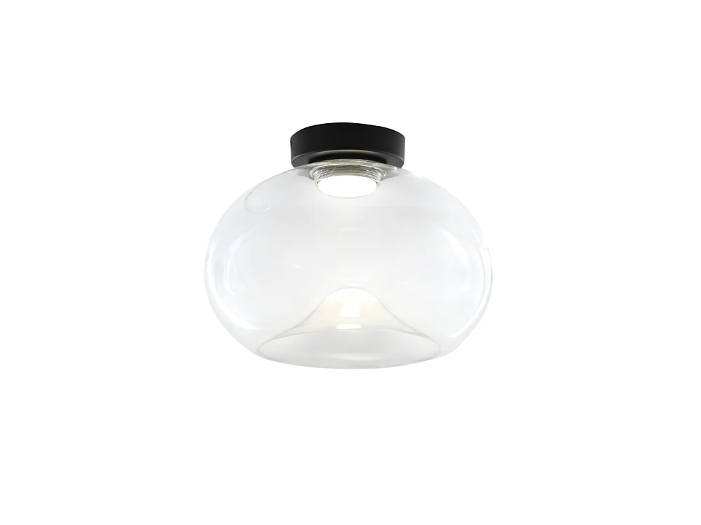 Brena - Plafonnier rond avec LED intégrée Fabas Luce - Applique murale LED dimmable 19W - Concave transparent