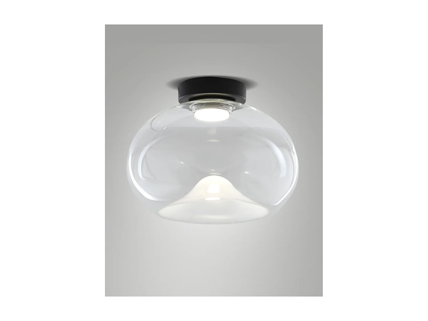 Brena - Okrągła lampa sufitowa z wbudowanym oświetleniem LED Fabas Luce - ściemnialna lampa ścienna LED 19W - Przezroczysta wklęsła