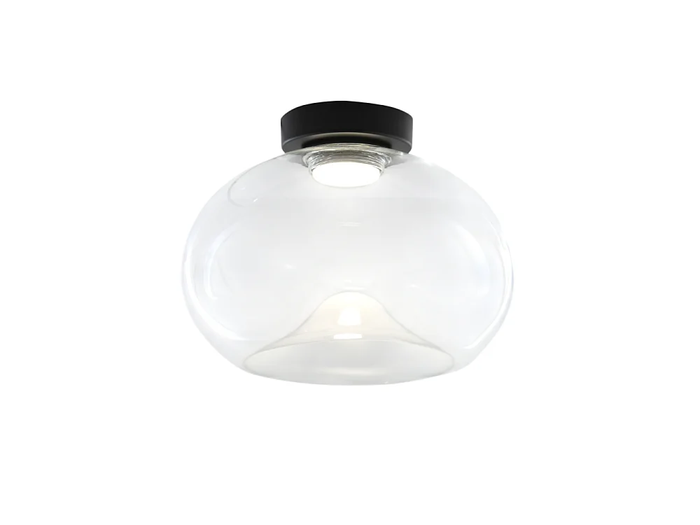 Brena - Lampada da soffitto rotonda con led integrato Fabas Luce - Applique LED 19W dimmerabile - Trasparente concava