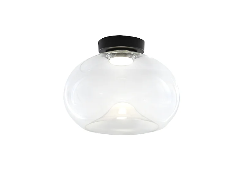 Brena - Plafonnier rond avec LED intégrée Fabas Luce - Applique murale LED dimmable 19W - Concave transparent