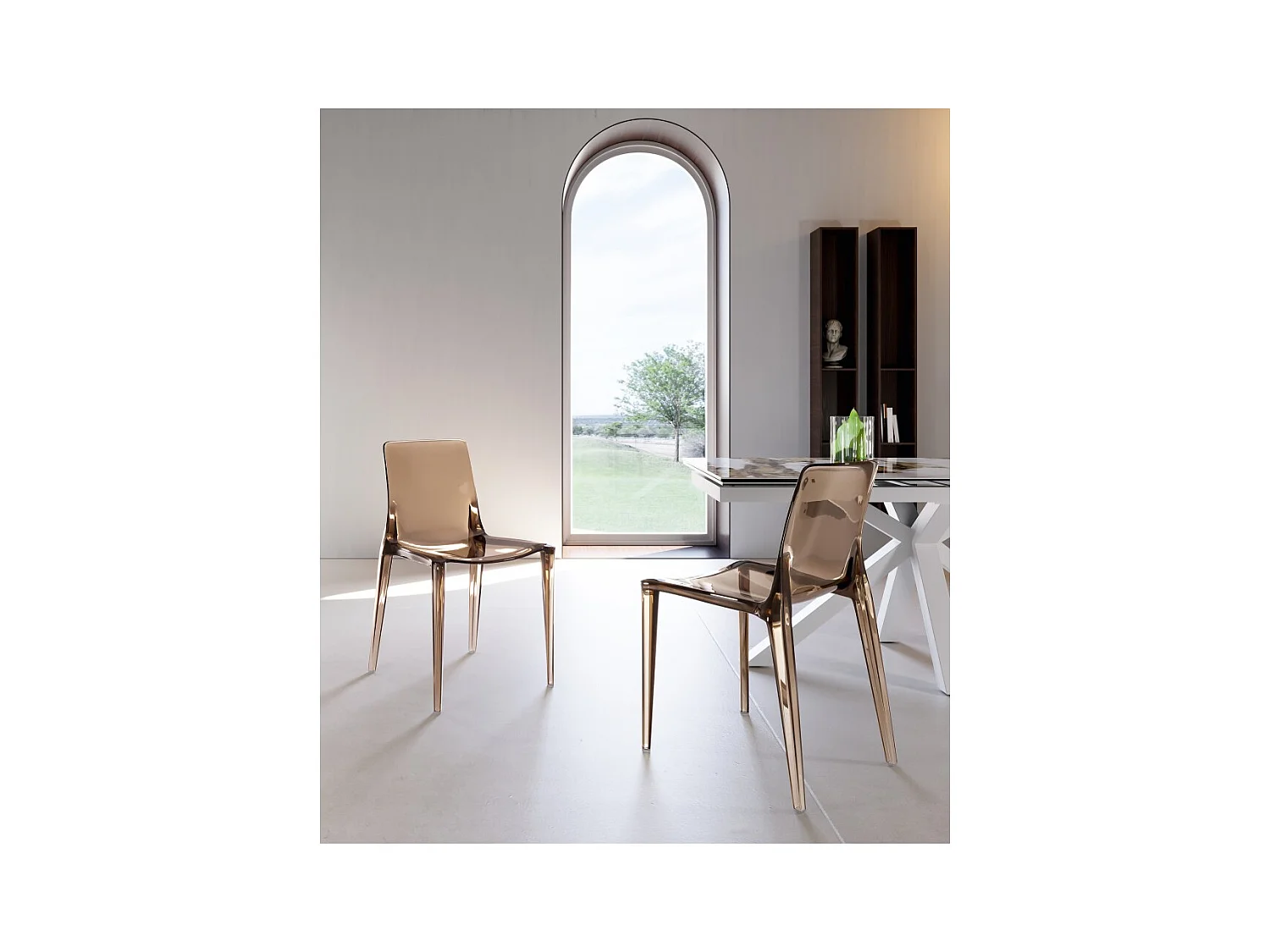 Agatha - Chaise en polycarbonate pour salon et salle à manger - Structure monocoque en pierres cappuccino