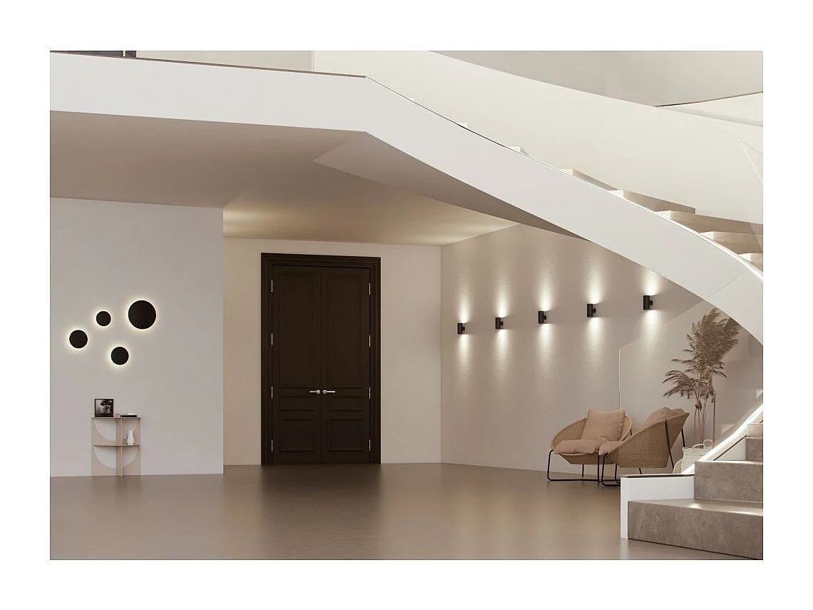 Mac Wall XL Corten - Aplique de pared LED de 20 W con interruptor CCT 2700K/3200K/4000K en aluminio, aplique de pared de 360 grados - Beneito & Faure