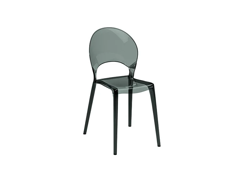 Pearl - Chaise en polycarbonate pour salon et salle à manger - Structure monocoque en pierres grises