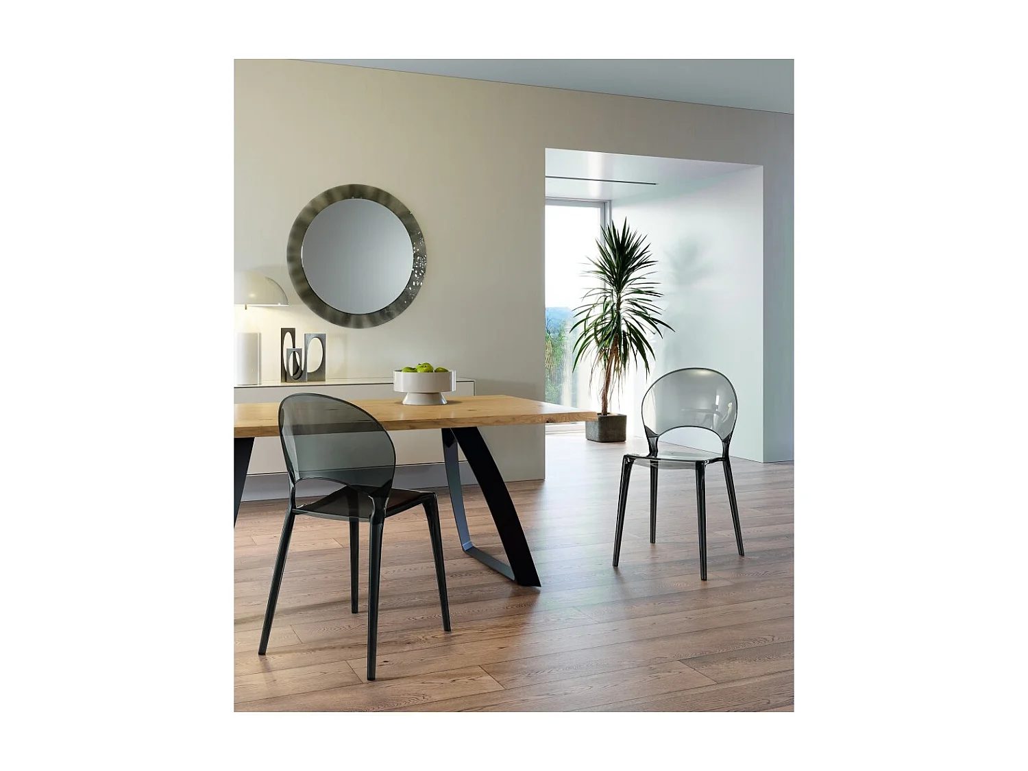 Pearl - Polycarbonat-Stuhl für Wohnzimmer und Esszimmer - Monocoque-Struktur aus grauen Steinen