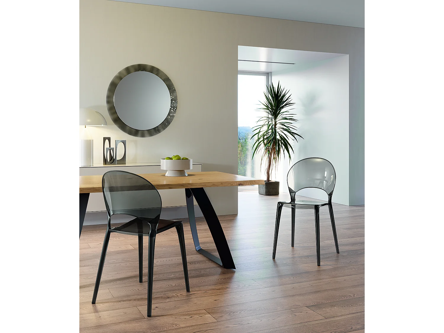 Pearl - Polycarbonat-Stuhl für Wohnzimmer und Esszimmer - Monocoque-Struktur aus grauen Steinen