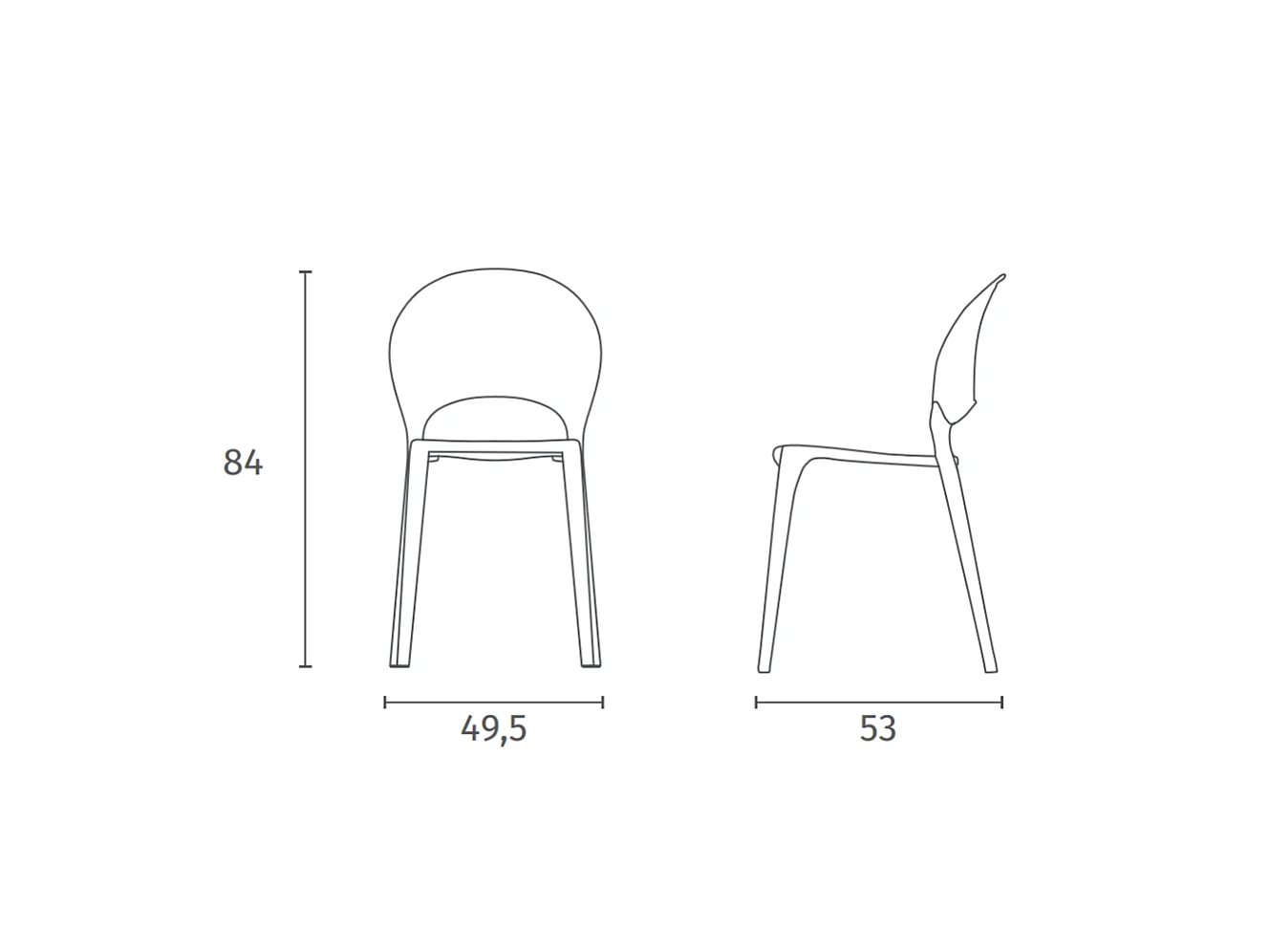 Pearl - Polycarbonat-Stuhl für Wohnzimmer und Esszimmer - Monocoque-Struktur aus grauen Steinen