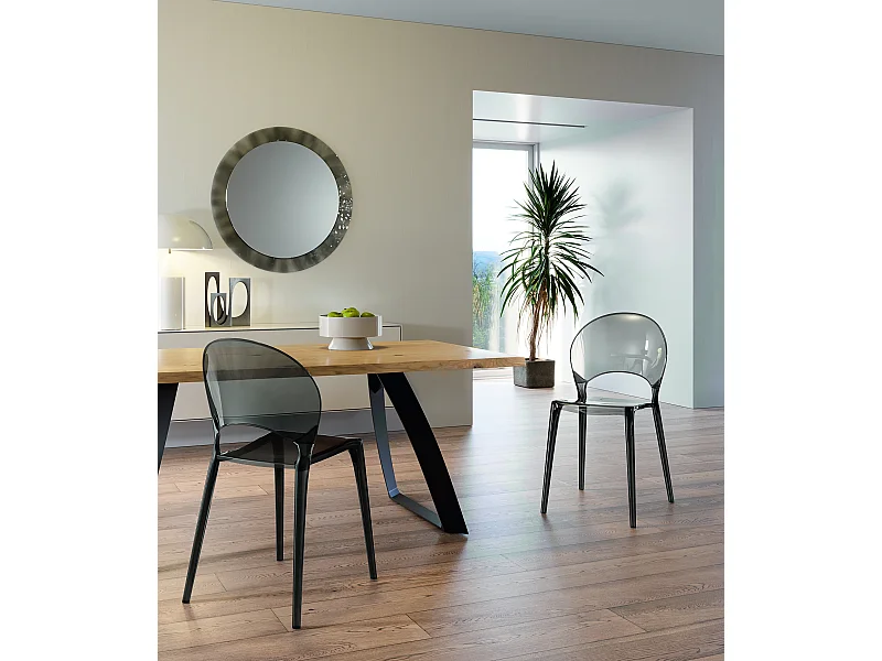 Pearl - Polycarbonat-Stuhl für Wohnzimmer und Esszimmer - Monocoque-Struktur aus grauen Steinen