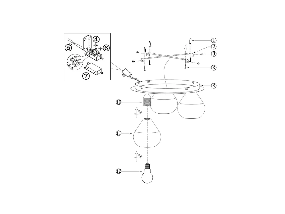 Lila - Runde Deckenleuchte D.40cm Fabas Luce - Wandleuchte mit 3 E27 LED-Glühbirnen MAX 40W - Transparent