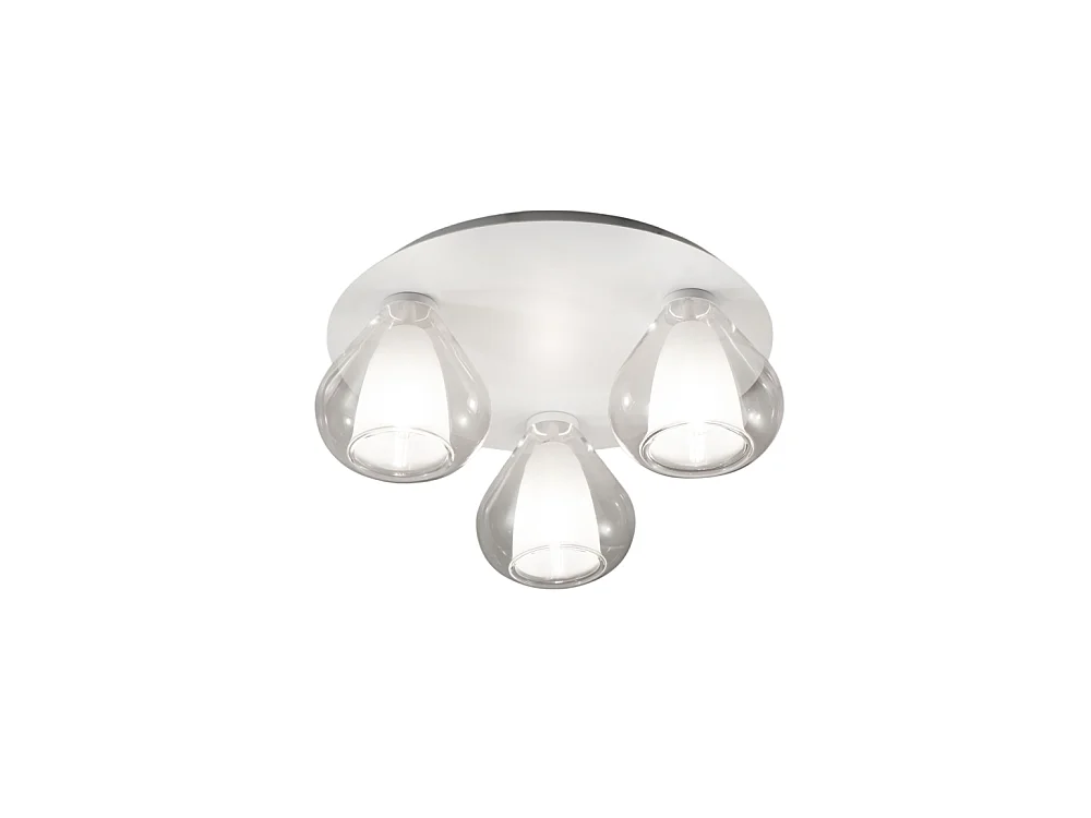 Lila - Plafonnier rond d.40cm Fabas Luce - Applique avec 3 ampoules LED E27 MAX 40W - Transparent