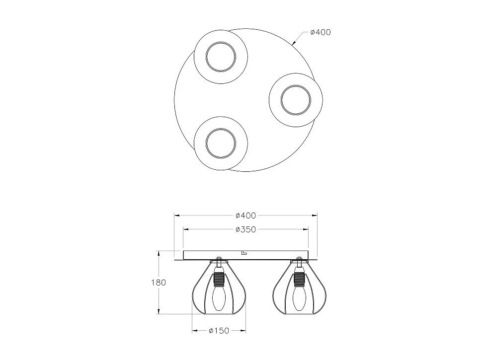 Lila - Okrągła lampa sufitowa śr. 40 cm Fabas Luce - Kinkiet z 3 żarówkami LED E27 MAX 40W - Przezroczysta