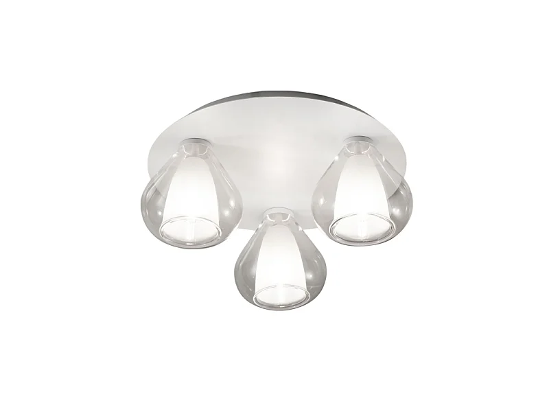 Lila - Plafonnier rond d.40cm Fabas Luce - Applique avec 3 ampoules LED E27 MAX 40W - Transparent