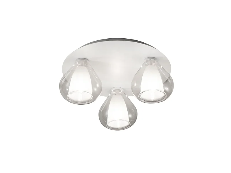 Lila - Runde Deckenleuchte D.40cm Fabas Luce - Wandleuchte mit 3 E27 LED-Glühbirnen MAX 40W - Transparent