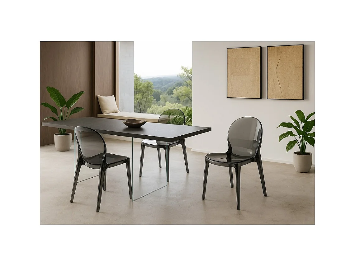 Ruby - Polycarbonat-Stuhl für Wohnzimmer und Esszimmer - Monocoque-Struktur aus grauen Steinen