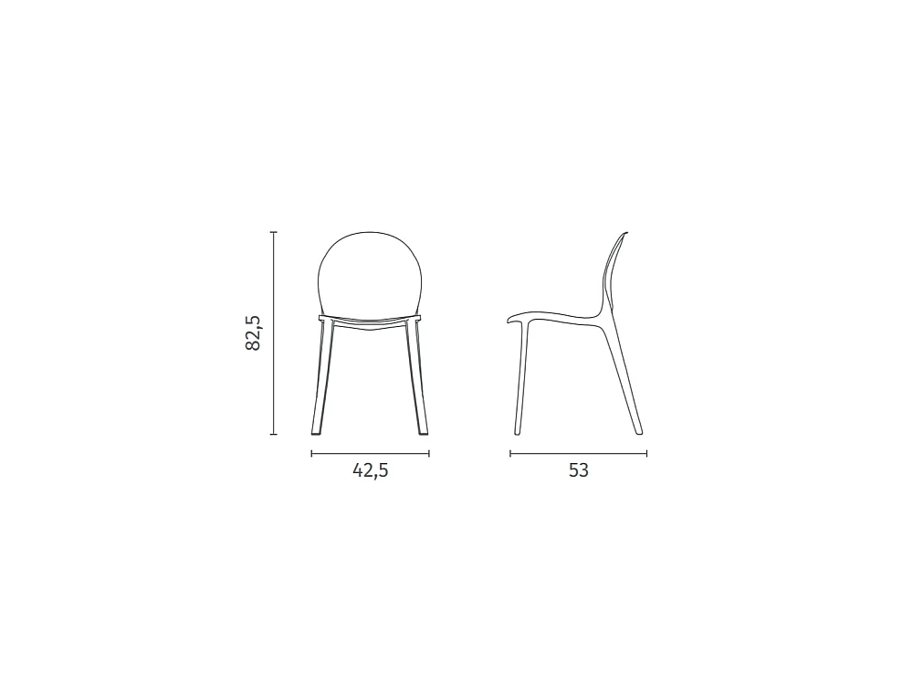 Ruby - Polycarbonat-Stuhl für Wohnzimmer und Esszimmer - Monocoque-Struktur aus grauen Steinen