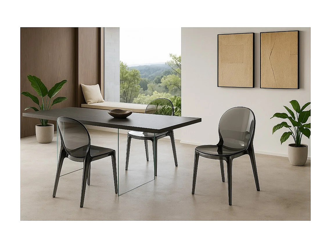 Ruby - Sedia in policarbonato per soggiorno e sala da pranzo - Struttura monoscocca Grigia Stones