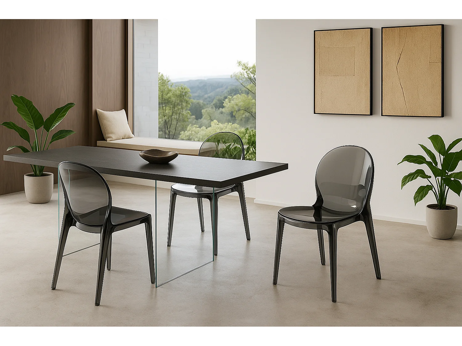 Ruby - Polycarbonat-Stuhl für Wohnzimmer und Esszimmer - Monocoque-Struktur aus grauen Steinen