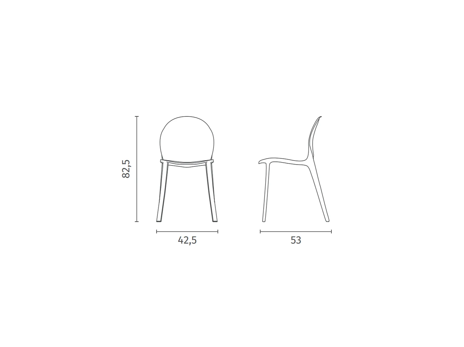 Ruby - Polycarbonat-Stuhl für Wohnzimmer und Esszimmer - Monocoque-Struktur aus grauen Steinen