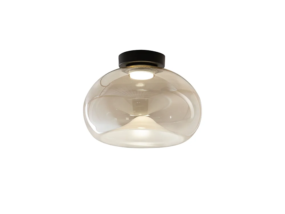 Brena - Lampada da soffitto rotonda con led integrato Fabas Luce - Applique LED 19W dimmerabile - Cognac concava