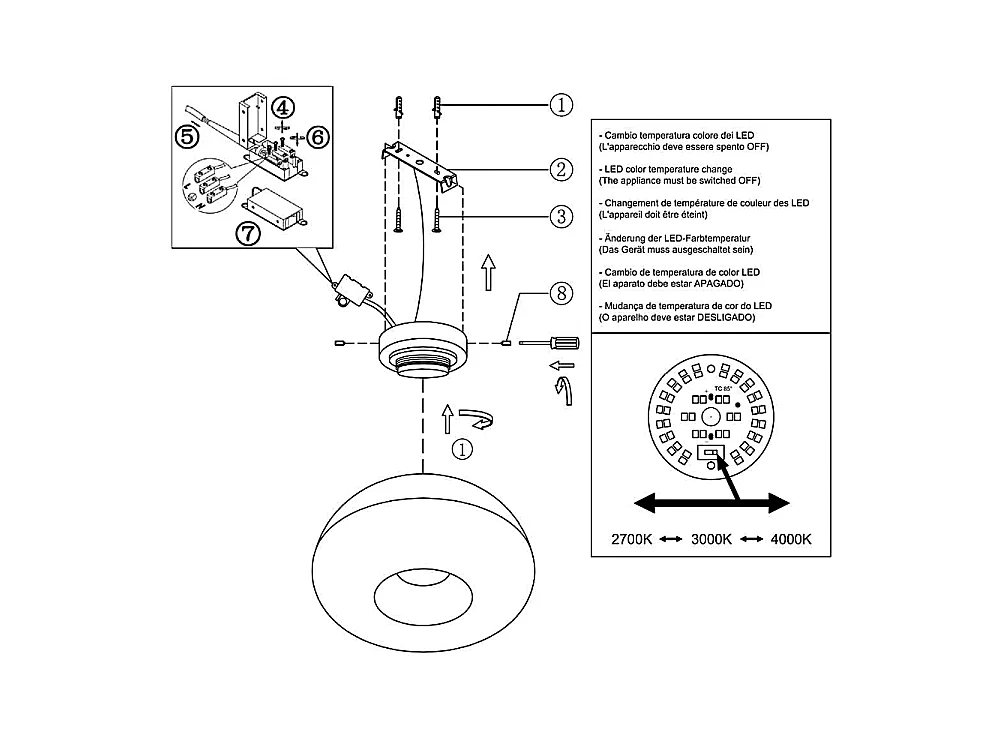 Brena - Okrągła lampa sufitowa z wbudowanym oświetleniem LED Fabas Luce - ściemnialna lampa ścienna LED 19W - wklęsła w kolorze koniakowym