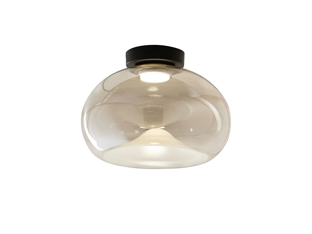 Brena - Ronde plafondlamp met geïntegreerde LED Fabas Luce - 19W dimbare LED wandlamp - Cognac concaaf